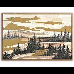 Abstract Landscape Canvas wall art, 16" x 24", vintage, MCM, home decor gold NEW